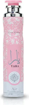 A product shot of an air freshener spray bottle.
