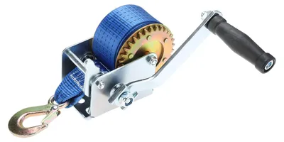 Productafbeelding van Bergingswinde 270 kg - Handwinde - Polyesterkabel 10 meter - Vergrendelingsmechanisme - Veiligheidsklip - Robuuste behuizing - Sleepoog