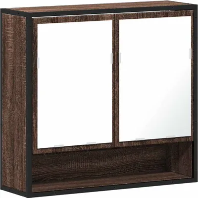 Obrázek produktu pro vidaXL Koupelnová zrcadlová skříňka hnědý dubový vzhled 65x20x60 cm materiál na bázi dřeva