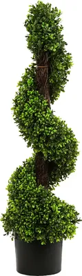 Produktbild von Dehner Kunstpflanze Buchsspirale mit Topf, Ø 23 cm, Höhe 88 cm, Kunststoff/PVC, grün/schwarz