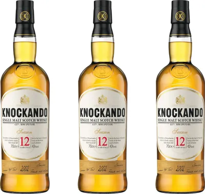Immagine prodotto di Knockando 12 anni, confezione da 3, single malt, whisky, scotch, alcol, bevanda alcolica, bottiglia, 43%, 700 ml, 733077
