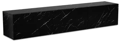 Image de Meuble TV au design moderne - Meuble TV noir - Meuble TV suspendu - Table TV avec portes pliantes - Aspect marbre - 160 x 30 x 30 cm