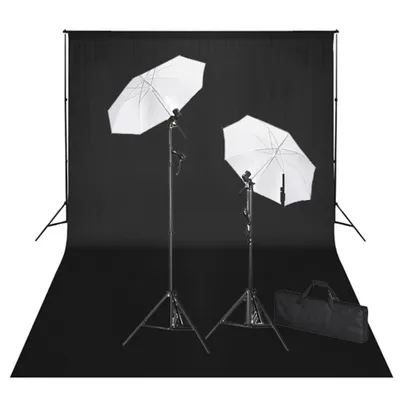 Zdjęcie produktu dla Zestaw do studia fotograficznego: czarne tło 6 x 3 cm i światła
