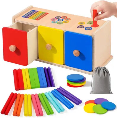 Productafbeelding van Montessori-speelgoed vanaf 1 jaar - 1 houten kinderspeelgoed kleuren-vorm-sorteerspelletje vanaf 1 2 3 jaar - Motorisch kleinkindspeelgoed