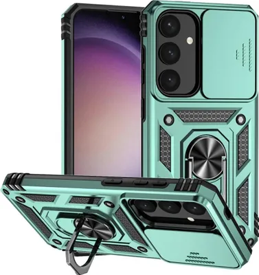 Produktbild von Samsung Galaxy S25 Hülle - Coverup Armor Ring Ständer Back Cover mit Kamera Schutz - Mintgrün
