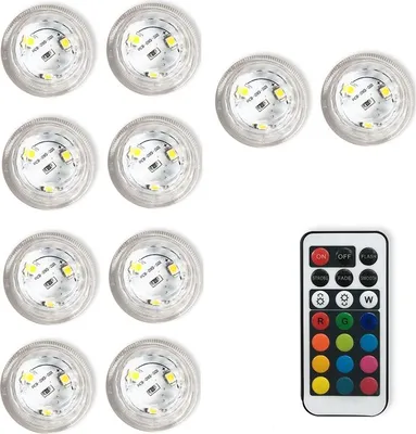 Image de INF Lot de 10 Mini Spots LED Étanche avec Télécommande - Lumière Multicolore
