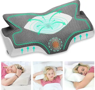 Obrázek produktu pro Polštářek z paměťové pěny pro podporu krční páteře a zmírnění bolesti krku a ramen – odnímatelný a ergonomický – tmavě šedý – rozměry: 64 x 125 cm, 105 x 42 cm