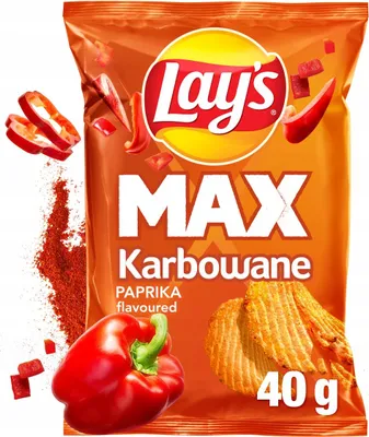Zdjęcie produktu dla Chipsy karbowane Lay's Max o smaku papryki 40 g