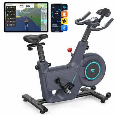 Immagine prodotto di CITYSPORTS: Cyclette da casa, silenziosa, con app Bluetooth, resistenza magnetica regolabile, monitoraggio della frequenza cardiaca, luci LED, portata massima 120 kg