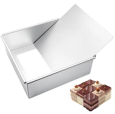 Image de Moule carré pour cuisson/plat à gratin, dimensions 21,8 x 21,8 x 7,8 cm, en alliage d'aluminium