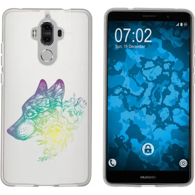 Produktbild von PhoneNatic Case kompatibel mit Huawei Mate 9 Silikon-Hülle Floral Wolf M3-4