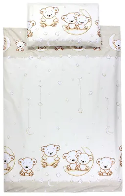 Produktbild von TupTam Kinder Bettwäsche Set Babybettwäsche Bettbezug 100 x 135 120 x 90 Kissenbezug 40 x 60 Jungen Mädchen 2-tlg, Farbe: Bärchen Mond Beige, Größe: 135x100 cm