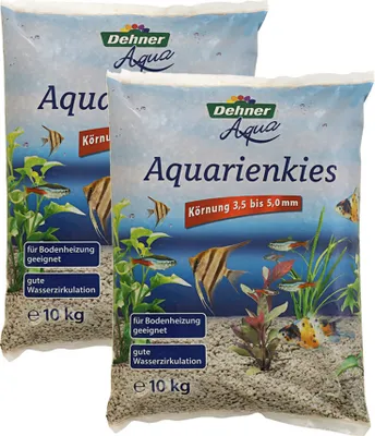 Produktbild von Dehner Aqua Aquarienkies, Körnung 3.5 - 5 mm, 2 x 10 kg (20 kg), beige