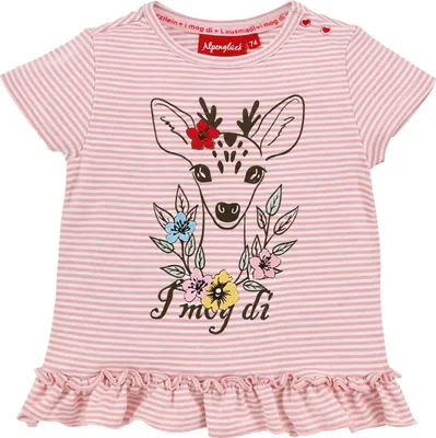 Produktbild von BONDI Baby Mädchen T-Shirt "Rehkitz" 86752 | Rosa Geringelt Größe: 80