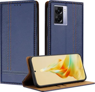 Produktbild von Handyhülle für OPPO A57 5G Leder Flip Klappbare Schutzhülle mit Standfunktion Blau