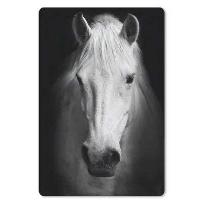 Produktbild von MuchoWow® Mauspad Mousepad Pferd - Porträt - Schwarz - Weiß 18x27 cm - Mousepads - Maus Mat - Pad - Mausunterlage