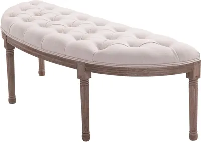 Image de HOMCOM Canapé rembourré Lounge pouf vintage rétro avec boutons Canapé lin + bois beige 140 x 51 x 48 cm