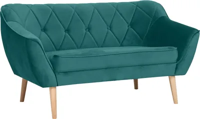 Produktbild von BETTSO Sofa 2-Sitzer Kollektion Scandinavian Design Holzfüße Couch Couchgarnitur Sofagarnitur Polstersofa Wohnzimmer CARO 2 Türkis