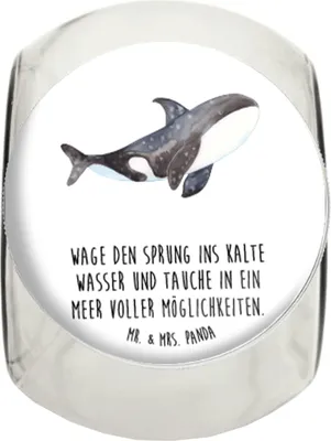 Produktbild von Mr. & Mrs. Panda Bonboniere Orca XL 2000ml - Weiß - Geschenk, Lebensmittelbehälter, Meer, Vorratsdose, Büro, Orcas, glasbehälter, gewürzglas, Selbstliebe, Urlaub, Arbeit