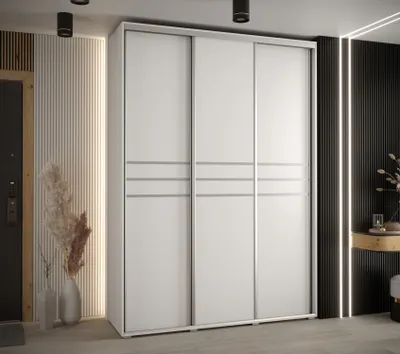 Produktbild von Kleiderschrank YVONA 10 - 180/45 cm, weiß/silber