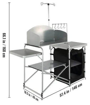 Immagine prodotto di Tavolo da campeggio con piano cottura - Cucina da campeggio - Cucina portatile - Tavolo da esterno - Tavolo pieghevole - Con vano portaoggetti