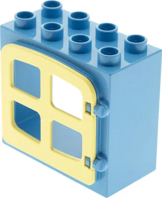 Produktbild von 1x Lego Duplo Fenster Rahmen klein 2x4x3 hell blau Tür hell gelb 4809 2332b