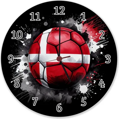 Produktbild von Fußball Dänemark Flagge Wanduhr aus Alu