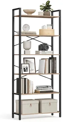 Image de Étagère - Bibliothèque - Meuble de rangement - 6 niveaux - 30 x 80 x 186 cm - Couleur kaki