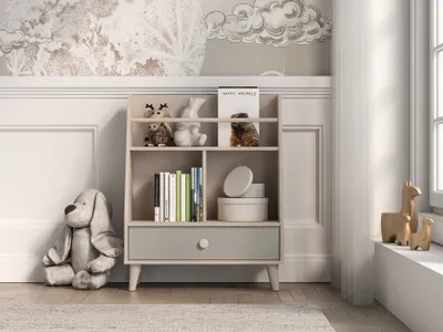 Image de Étagère avec tiroir pour chambre d'enfant OLIVIA - beige / gris