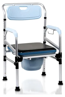 Produktbild von Toilettenstuhl für Senioren, höhenverstellbar von 42-54 cm, mit gepolsterter Sitzfläche und Toiletteneimer, belastbar bis 160 kg, geeignet für Senioren und Schwangere