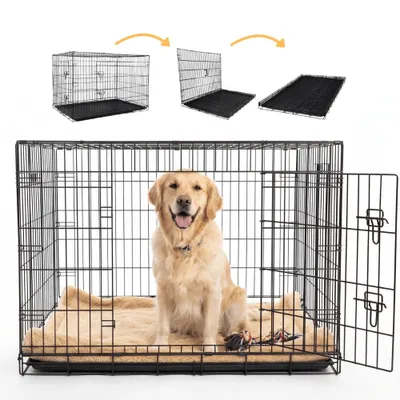 Zdjęcie produktu dla Klatka metalowa kennelowa kojec transporter dla psa kota zwierząt 122x74x80 cm XXXL składany
