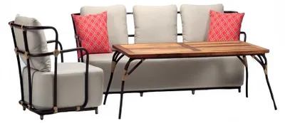 Produktbild von Gartenmöbel Sofagarnitur Rattanmöbel Terrasse Set Outdoor Lounge Balkon 3tlg.