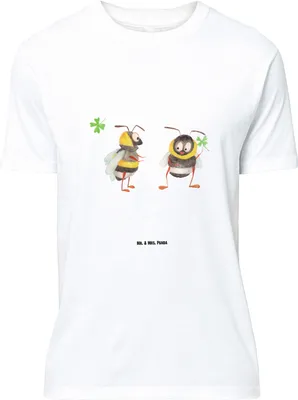 Produktbild von Mr. & Mrs. Panda Größe M T-Shirt Hummeln Kleeblatt - Weiß - Geschenk, Tshirt, Lustige Sprüche, glücklich sein, mit Spruch, Positiv, Shirt, Hummel, Fröhlich, Herren, Biene