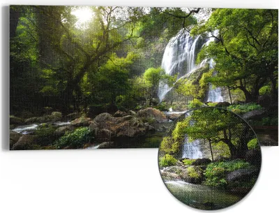 Produktbild von DEQORI Hybrid Leinwand Bild 60x30 cm 'Verborgenes Wasserwunder' Wandbild Glas flach modern