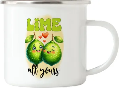 Produktbild von Lime All Yours Emaille Tasse Limetten Liebe Niedlich Romantisches Geschenk Herz