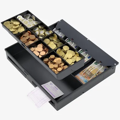 Produktbild von ACROPAQ - Kasseneinsatz – Kompatibel mit allen 41 cm breiten Kassenschublade, 4 Münz- und 8 Scheinfächer - Schwarz