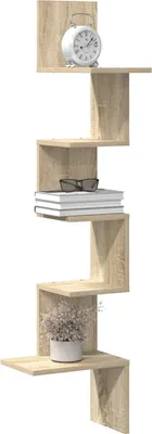 Obrázek produktu pro Designová nástěnná rohová police Sonoma dub 32x32x127,5 cm materiál na bázi dřeva, nástěnné police