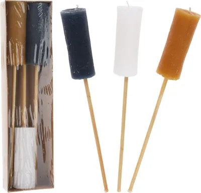 Productafbeelding van Kaars met houten voet, 32 x 4 cm