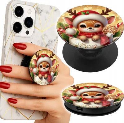 Image de Support telephone Popsocket pour doigt / support - SŁODKI RENIFER ŚWIĄTECZNE