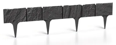 Produktbild von Rasenkante Stein-Optik 3,9m Anthrazit, 5 Module, Beeteinfassung, Beetumrandung, Palisade Kunststoff, Garten Mähkante, Beetabgrenzung