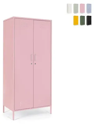 Immagine prodotto di Armadio in acciaio a 2 ante, laccato, 50 x 80 x 185 cm Cambridge YES - Rosa