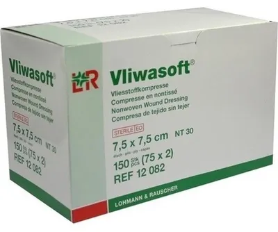 Obrázek produktu pro Vliwasoft Vliesstoffkompresse steril 7,5x7,5cm, 150 St KOM
