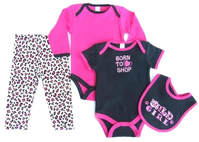 Produktbild von Baby Mädchen Set 4-tlg Gr. 62 68 3-6 Monate Erstaustattung Kleidung Geschenk Geburt Rosa