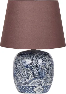 Obrázok produktu pre BELIANI Stolná lampa hnedá a modrá porcelánový podstavec ľanové tienidlo 46 cm moderný štýl obývacia izba spálňa