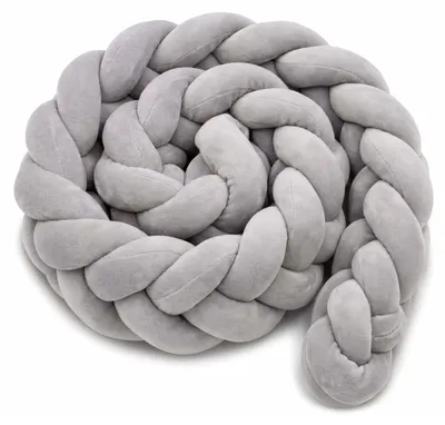 Image de Relaxdays, barrière de lit, protection pour lit bébé, coussin décoratif en forme de nœud, protection souple, 220 cm de long, coussin décoratif, polyester, gris