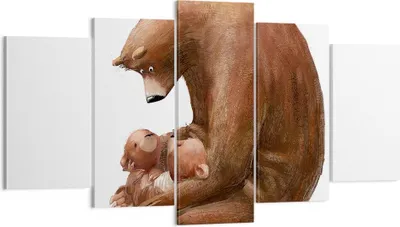 Produktbild von Bild auf Leinwand - Leinwandbild - 5 Teile - Bär Teddybären Kinder - 160x85cm - Wand Bild - Wanddeko - Wandbilder - Leinwanddruck - Bilder - Wanddekoration - Leinwand bilder - Wandbild - EA160x85-4732