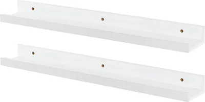 Produktbild von 2 x schwebende Bücherregale für Kinder – 57 cm, weiß, zur Wandmontage, für Kinderzimmer, Bücherregal