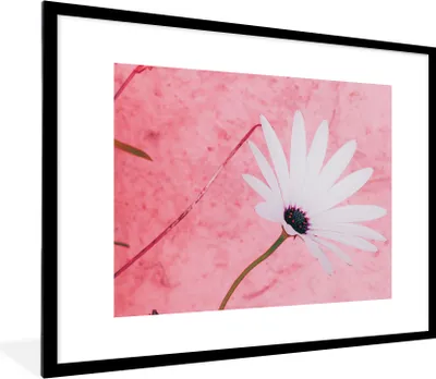 Produktbild von MuchoWow® Gerahmtes Poster Blumen - Rosa - Vintage 80x60 cm - Poster mit Schwarzem Bilderrahmen Wandposter Rahmen Foto Bilder - Schlafzimmer-Dekorationen - Fotoposter