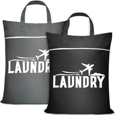 Immagine prodotto di Ultiluxe Sacche da viaggio per la biancheria - 2 pezzi - Sacco per lavanderia - Pulita e sporca - Borse per adulti e bambini - 46 x 58 cm - Nero/Grigi