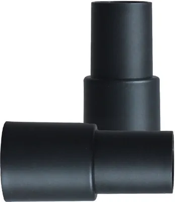 Two black vacuum cleaner hose adapters are shown against a white background.